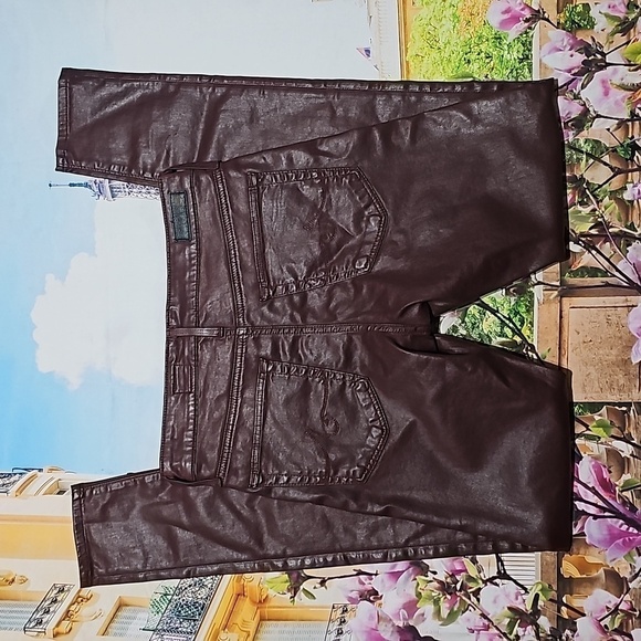 AG Adriano Goldschmied Women's Skinny Jeans in Burgundy - Picture 6 of 8